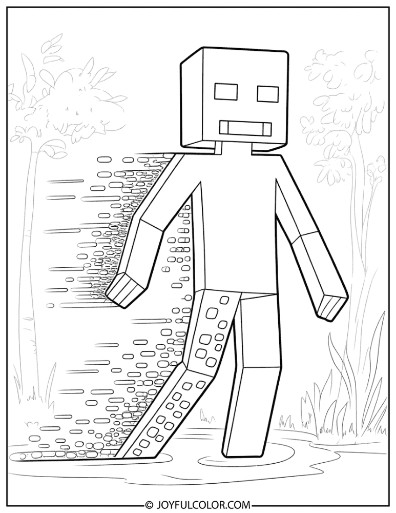 Enderman Vanishing with Particle Trail Coloring Page