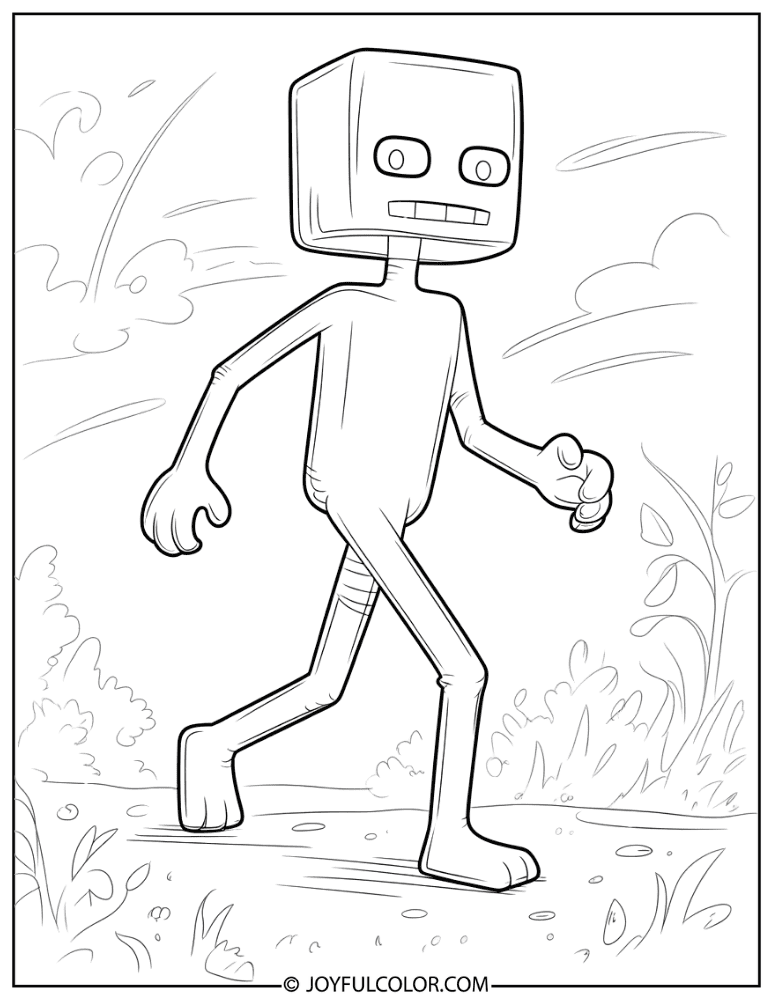Enderman Walking Pose Coloring Page