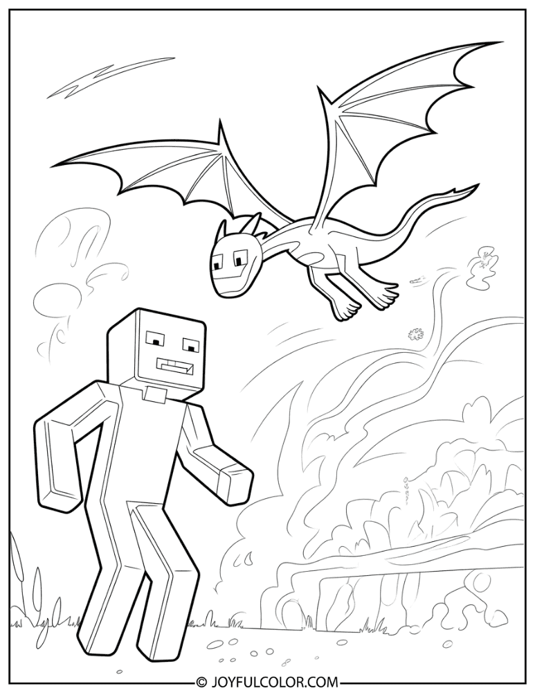Enderman Zombie and Skeleton Trio Coloring Page