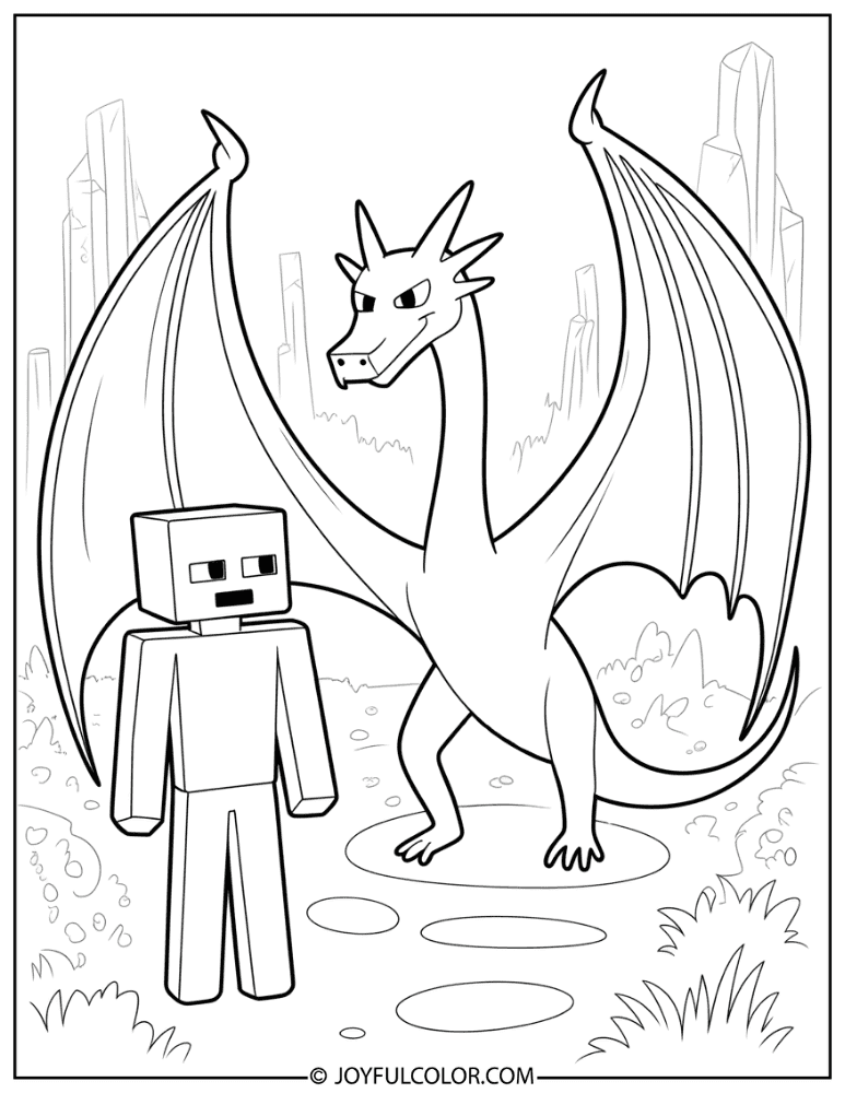 Enderman and Creeper Side by Side Coloring Page