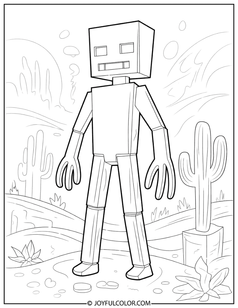 Enderman in Desert Biome Coloring Page