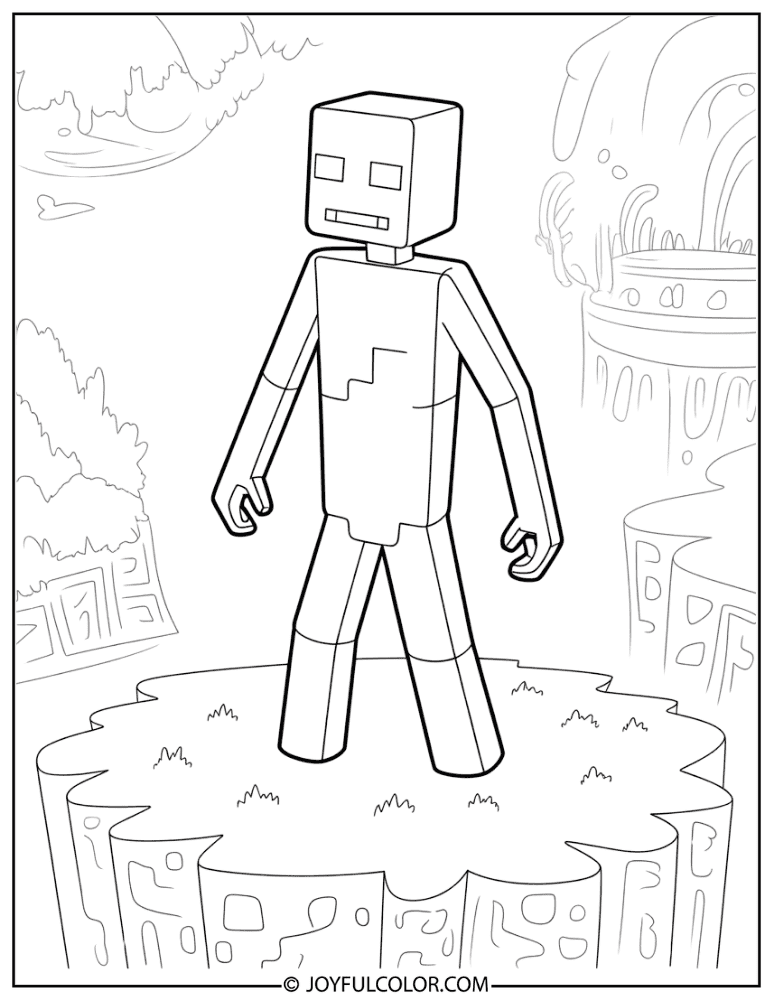 Enderman on End Island Coloring Page