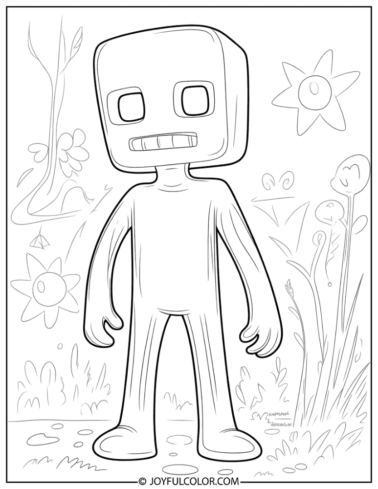 Enderman with Big Eyes Easy Coloring Page