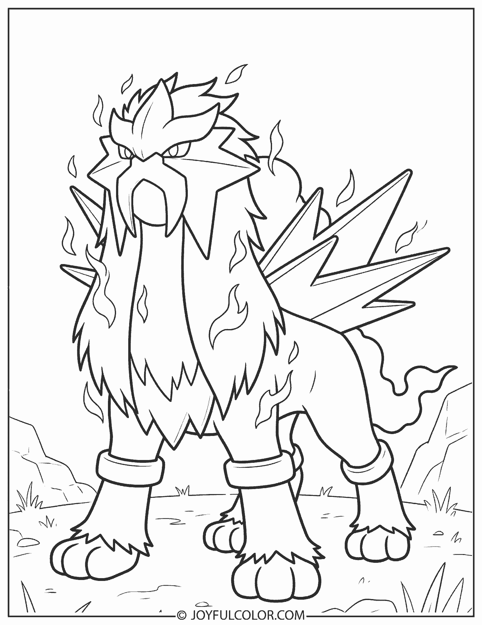 Entei Fire Coloring Page
