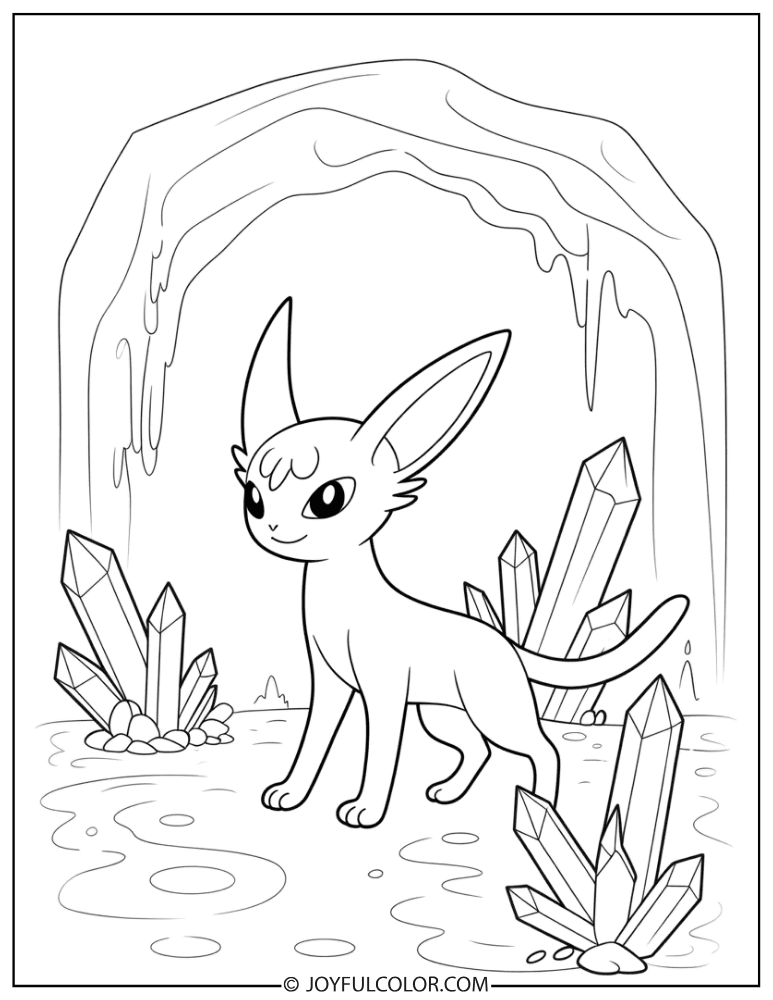 Espeon Crystal Cave Coloring Page