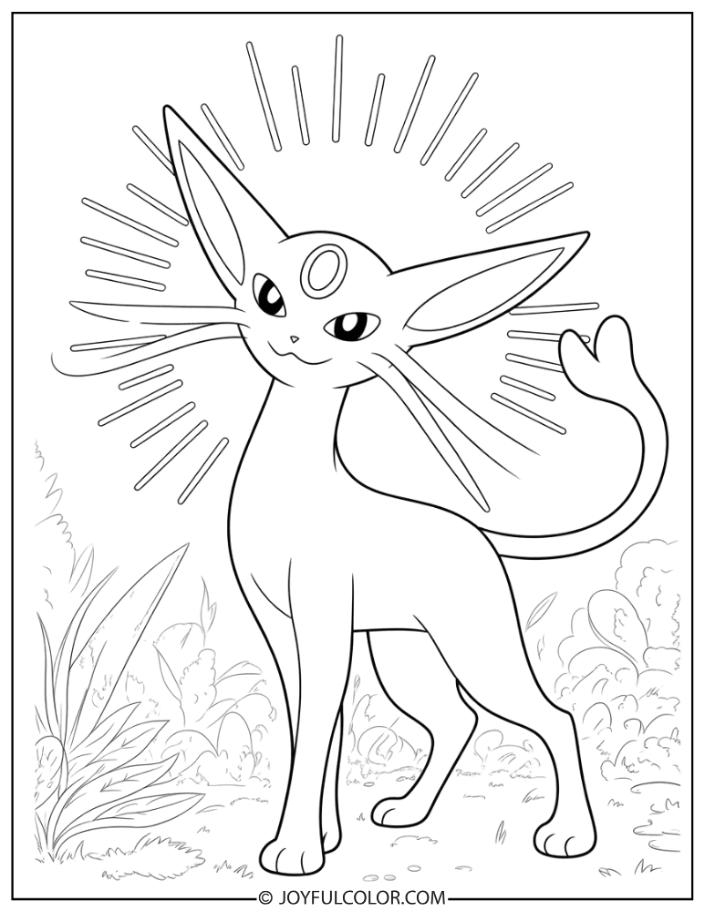 Espeon Glowing Gem Coloring Page