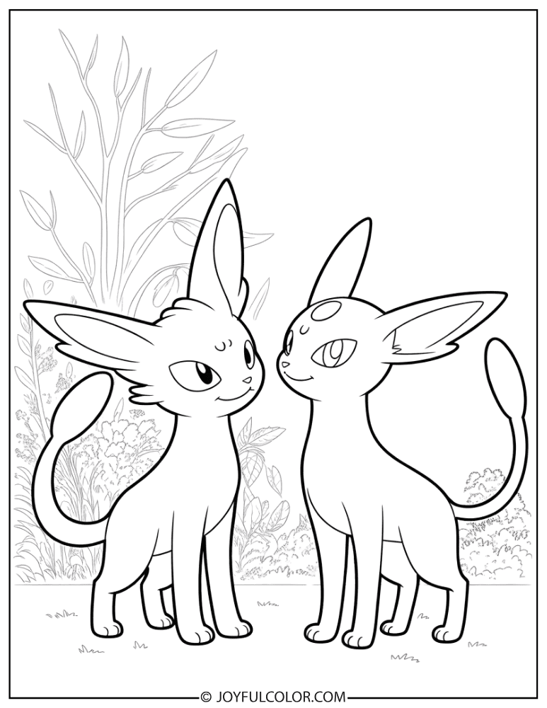 Espeon and Umbreon Coloring Page
