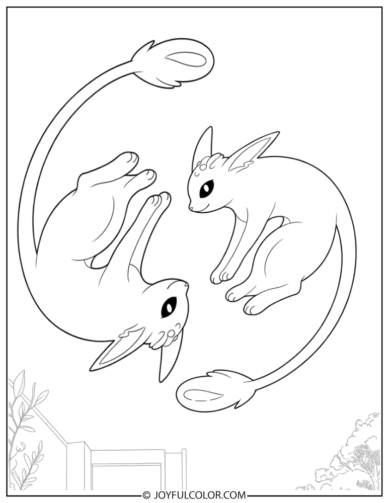 Espeon and Umbreon Yin Yang Coloring Page