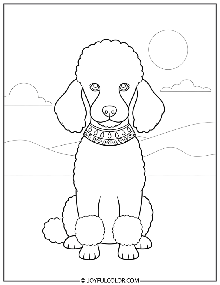 Fancy Collar Poodle Coloring Page