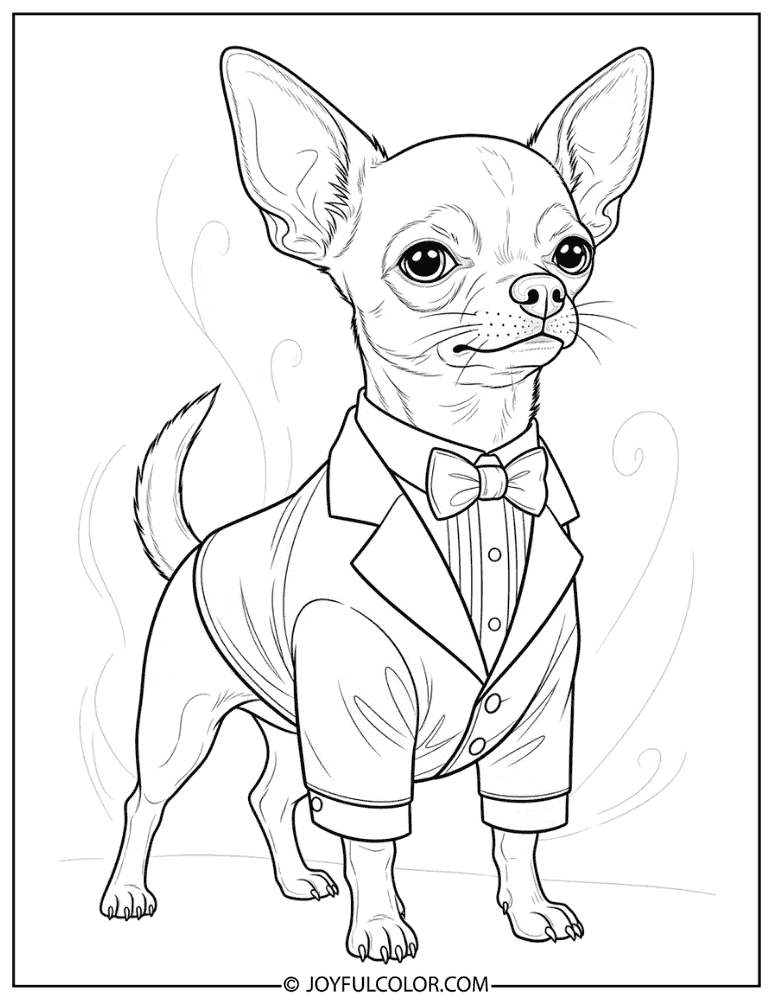 Fancy Dress Chihuahua Coloring Page