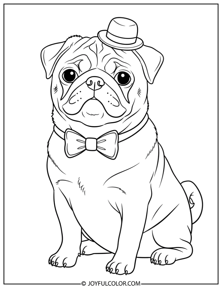 Fancy Dress Pug Coloring Page