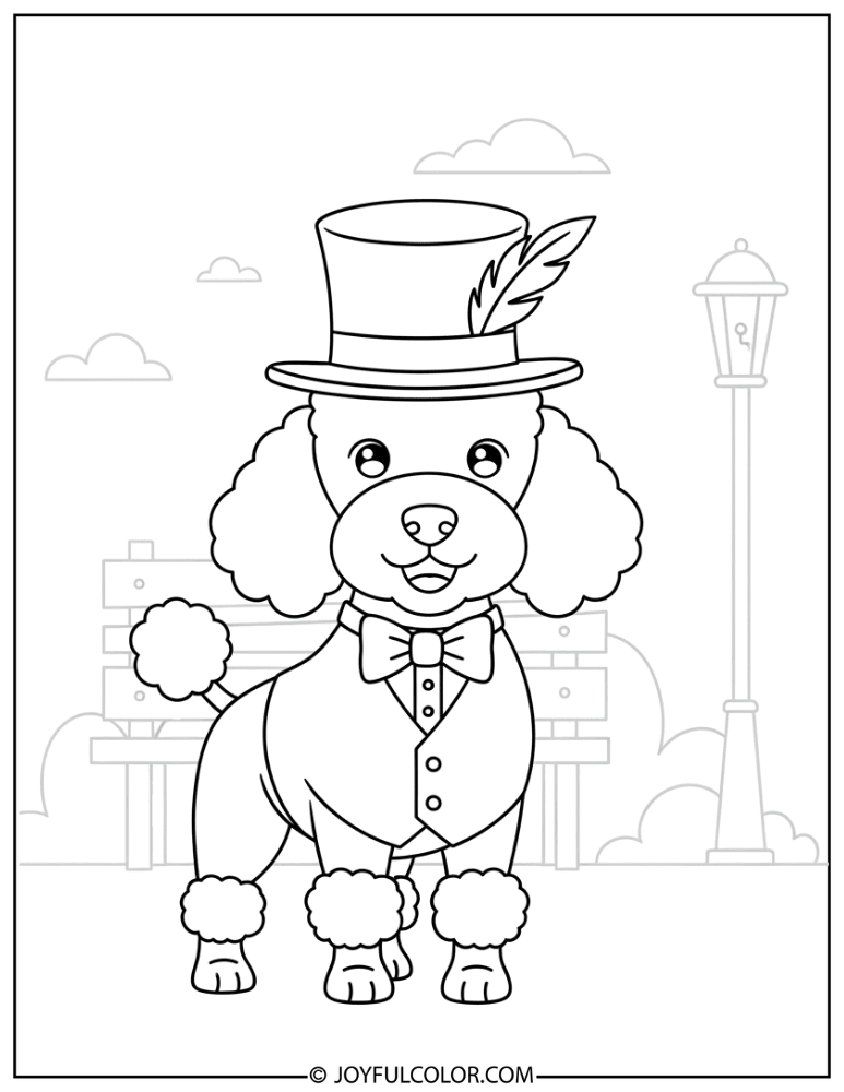 Fashionable Poodle Outfit Coloring Page
