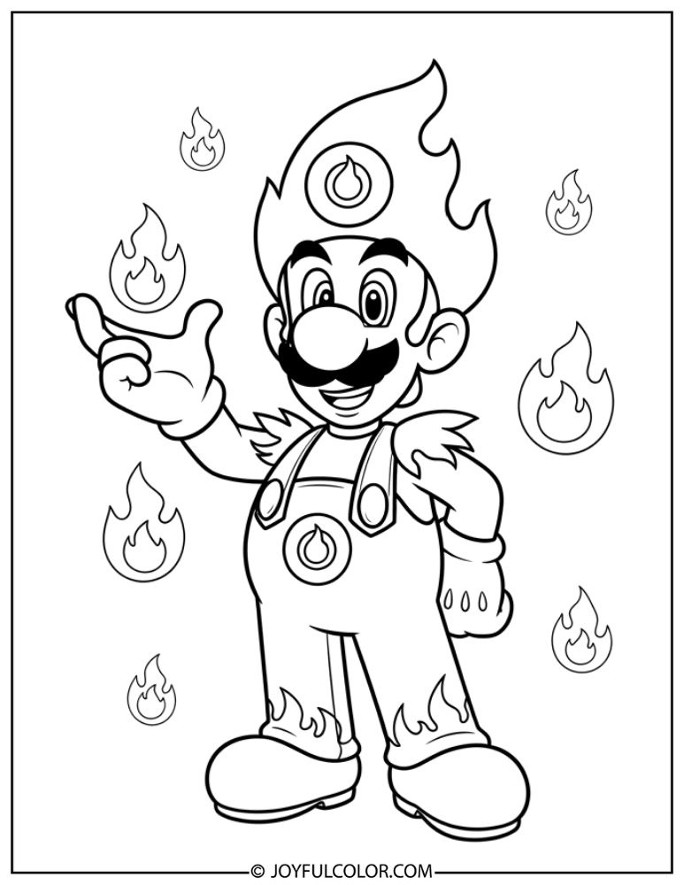 Fire Luigi Coloring Page