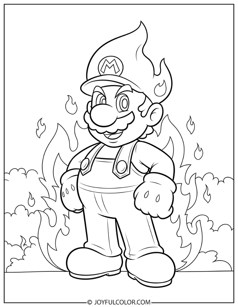 Fire Mario Coloring Page