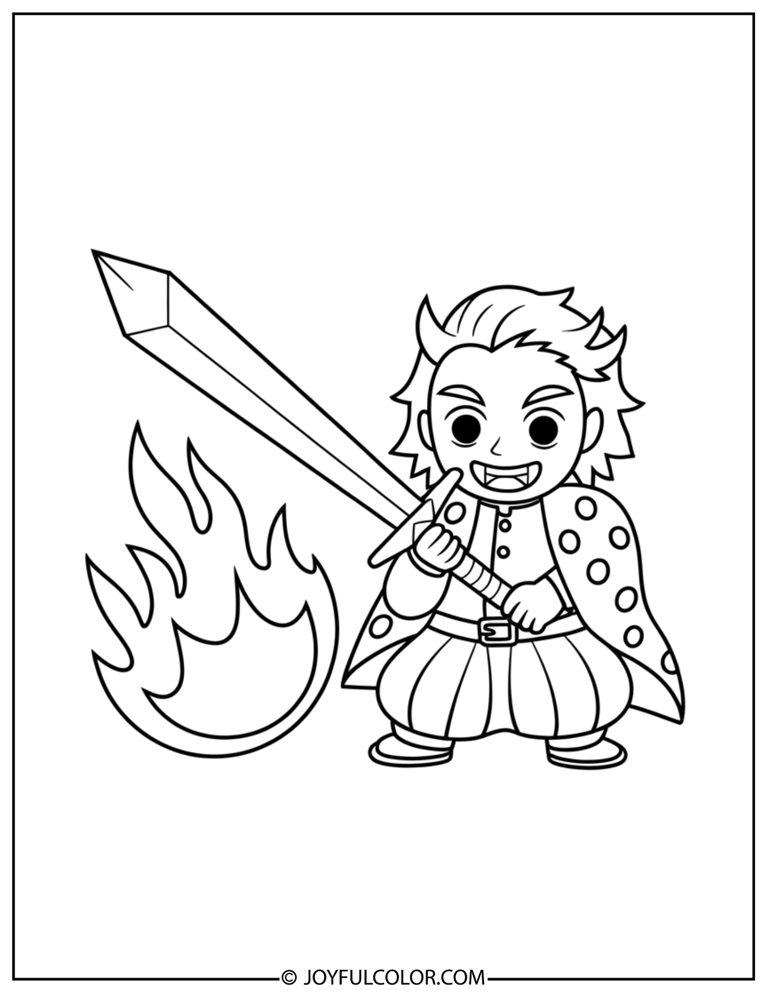 Flame Breathing Warrior Coloring Page