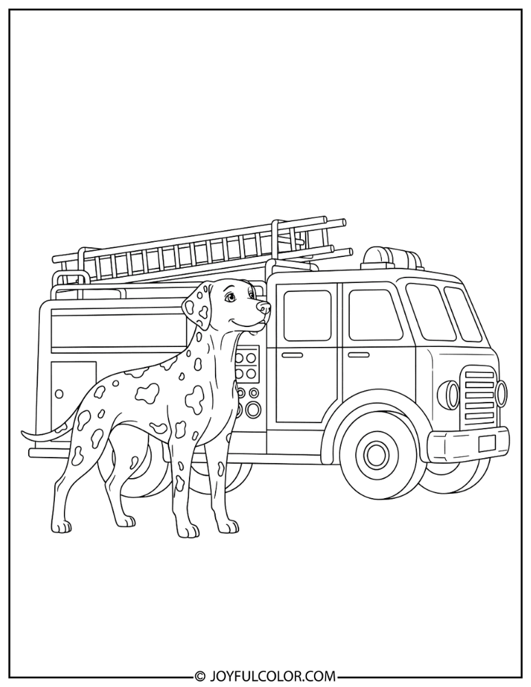 Fire Truck Dalmatian Coloring Page