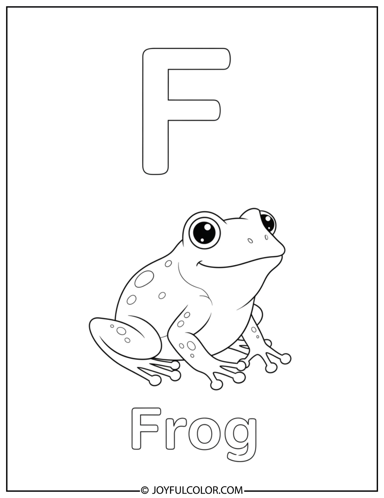 Fish and Frog Letter F Coloring Page