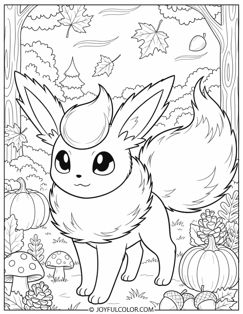 Flareon Autumn Coloring Page
