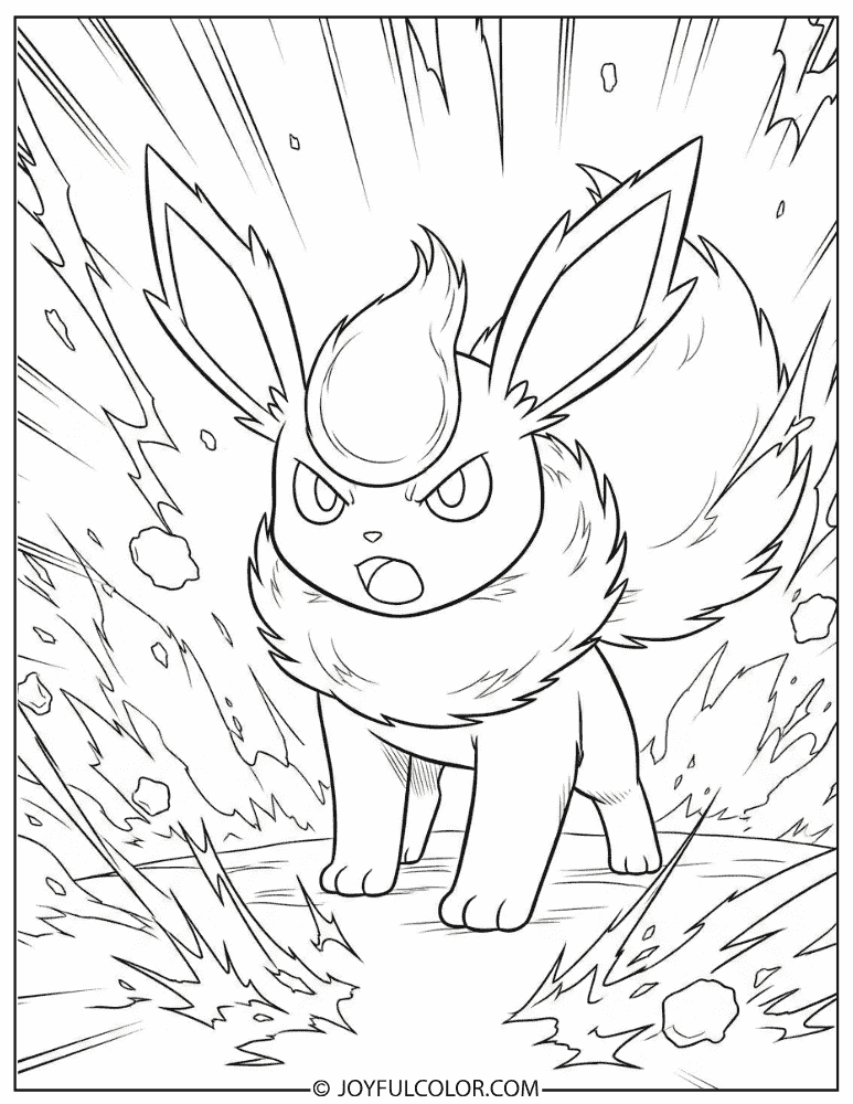 Flareon Battle Pose Coloring Page