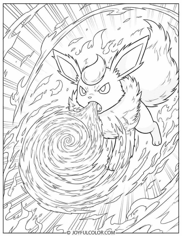 Flareon Fire Spin Coloring Page