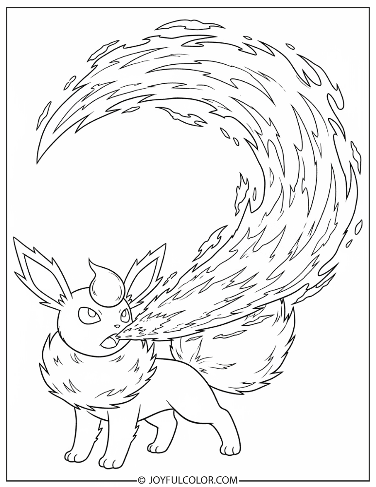 Flareon Flamethrower Coloring Page