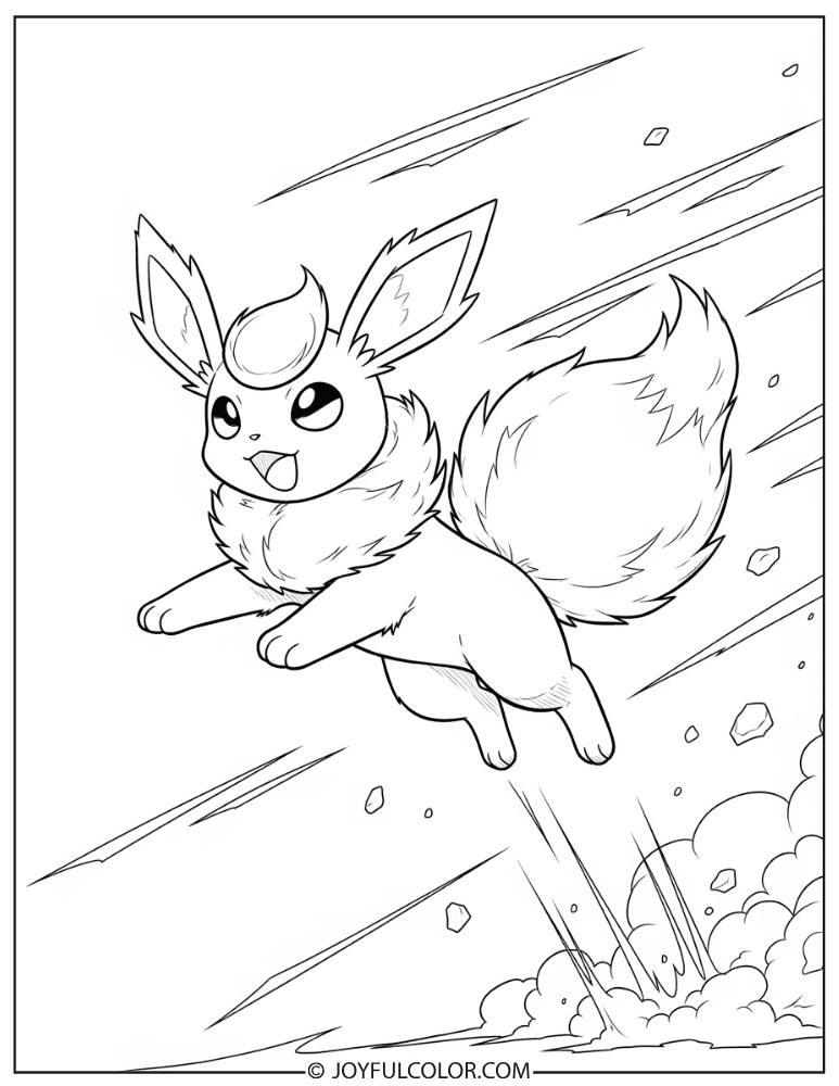 Flareon Jumping Coloring Page