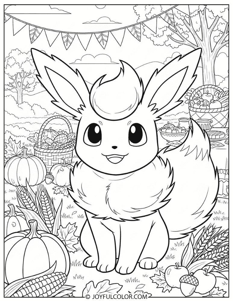 Flareon Thanksgiving Coloring Page