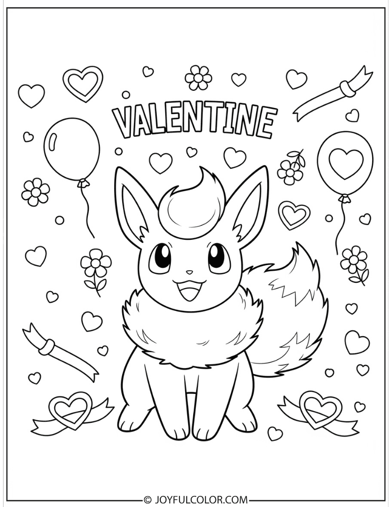 Flareon Valentine Coloring Page