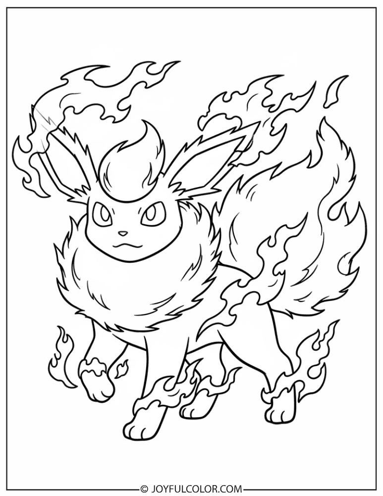 Flareon with Flames Coloring Page