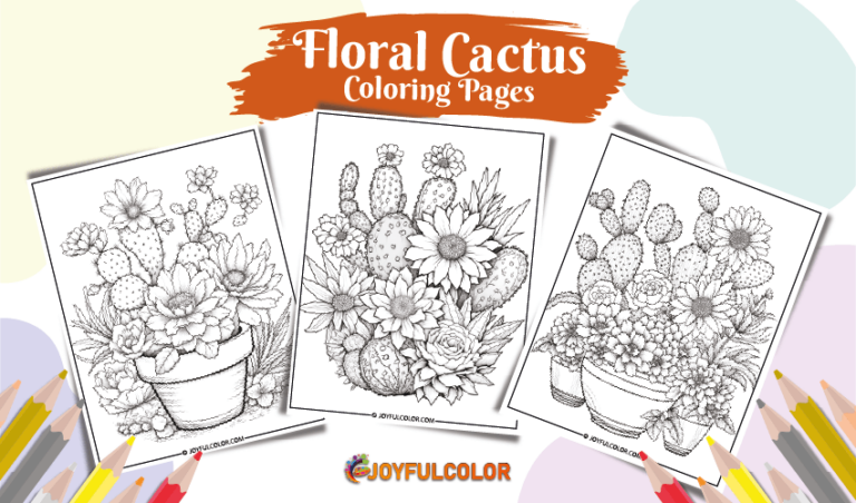 Floral Cactus Coloring Pages