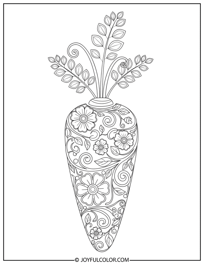 Floral Carrot Pattern Coloring Page