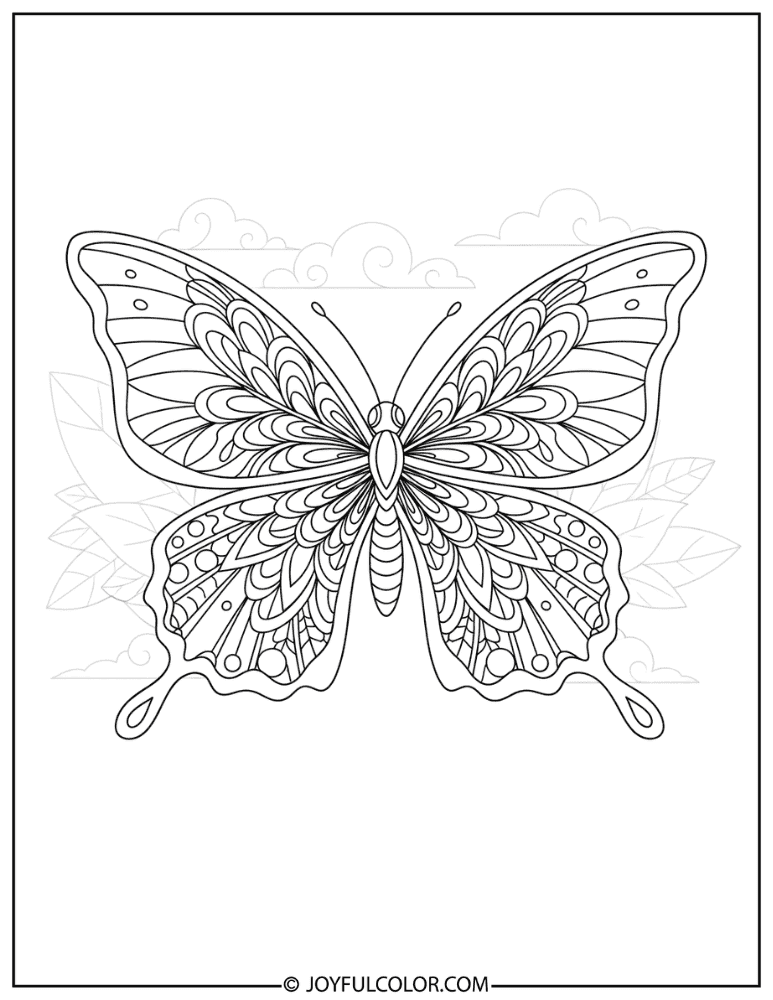 Floral Pattern Butterfly Wings Coloring Page