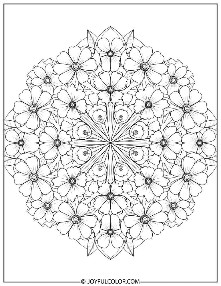 Floral Pattern Mandala Coloring Page