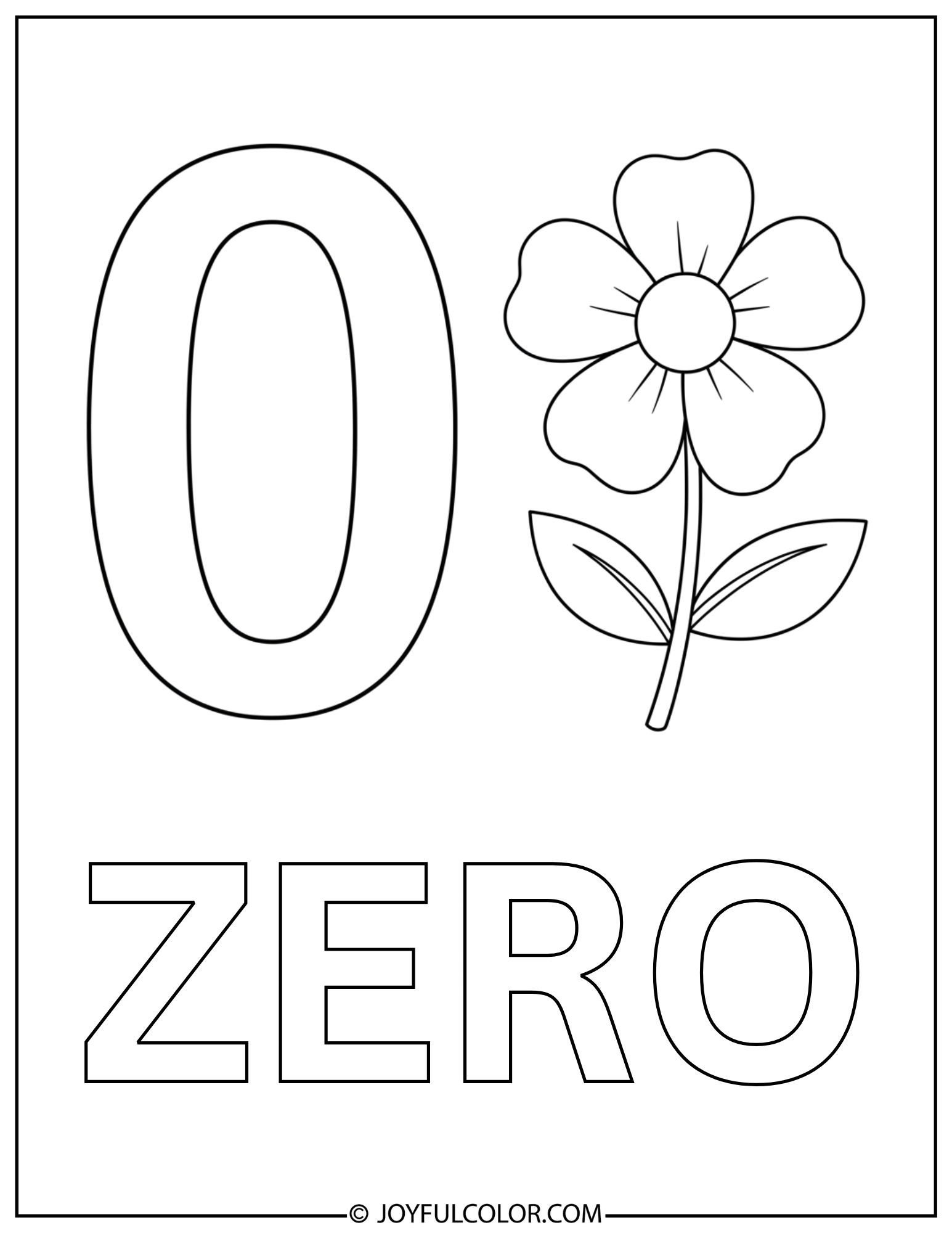 Flower Number Zero Coloring Page