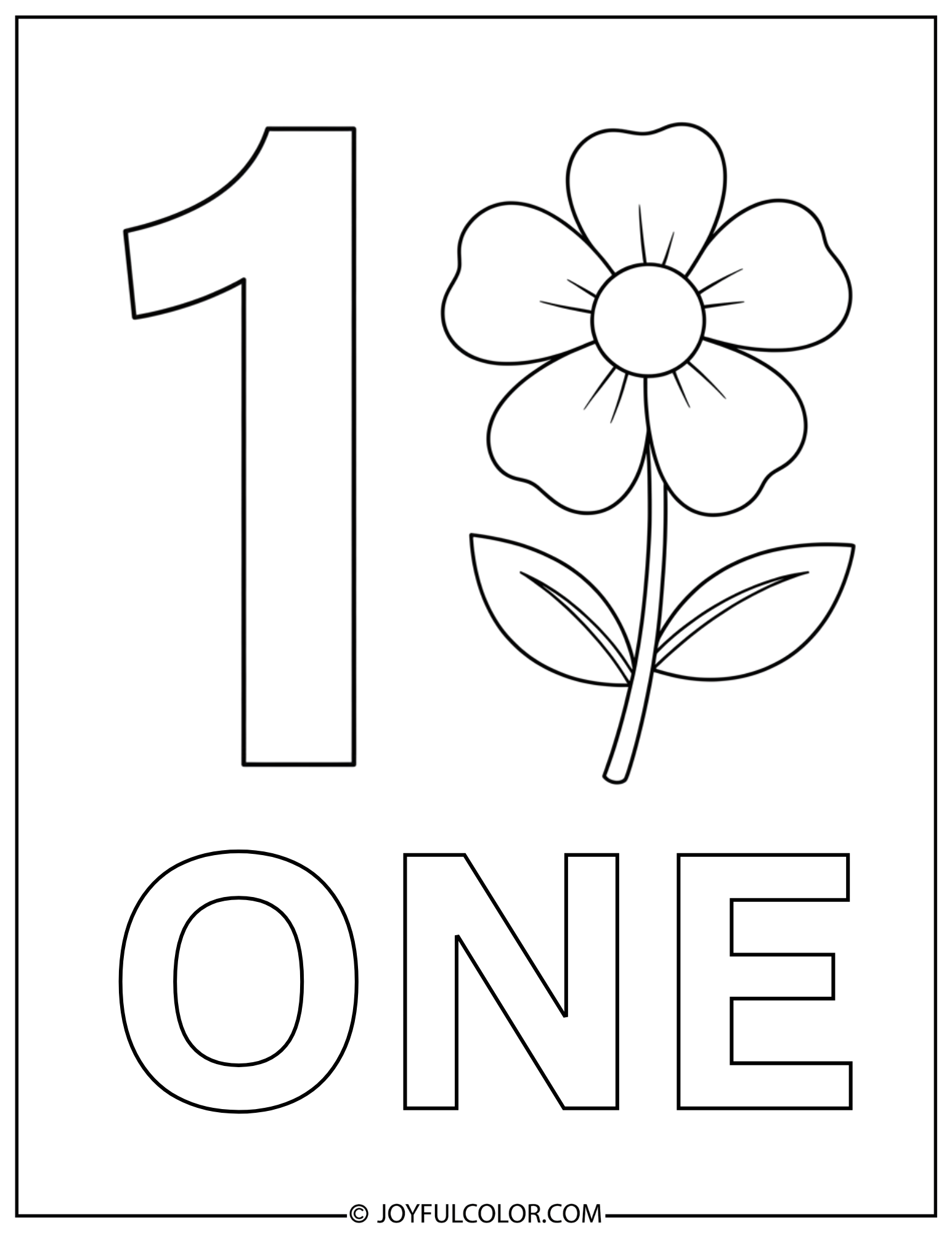 Flower Number 1 Coloring Page