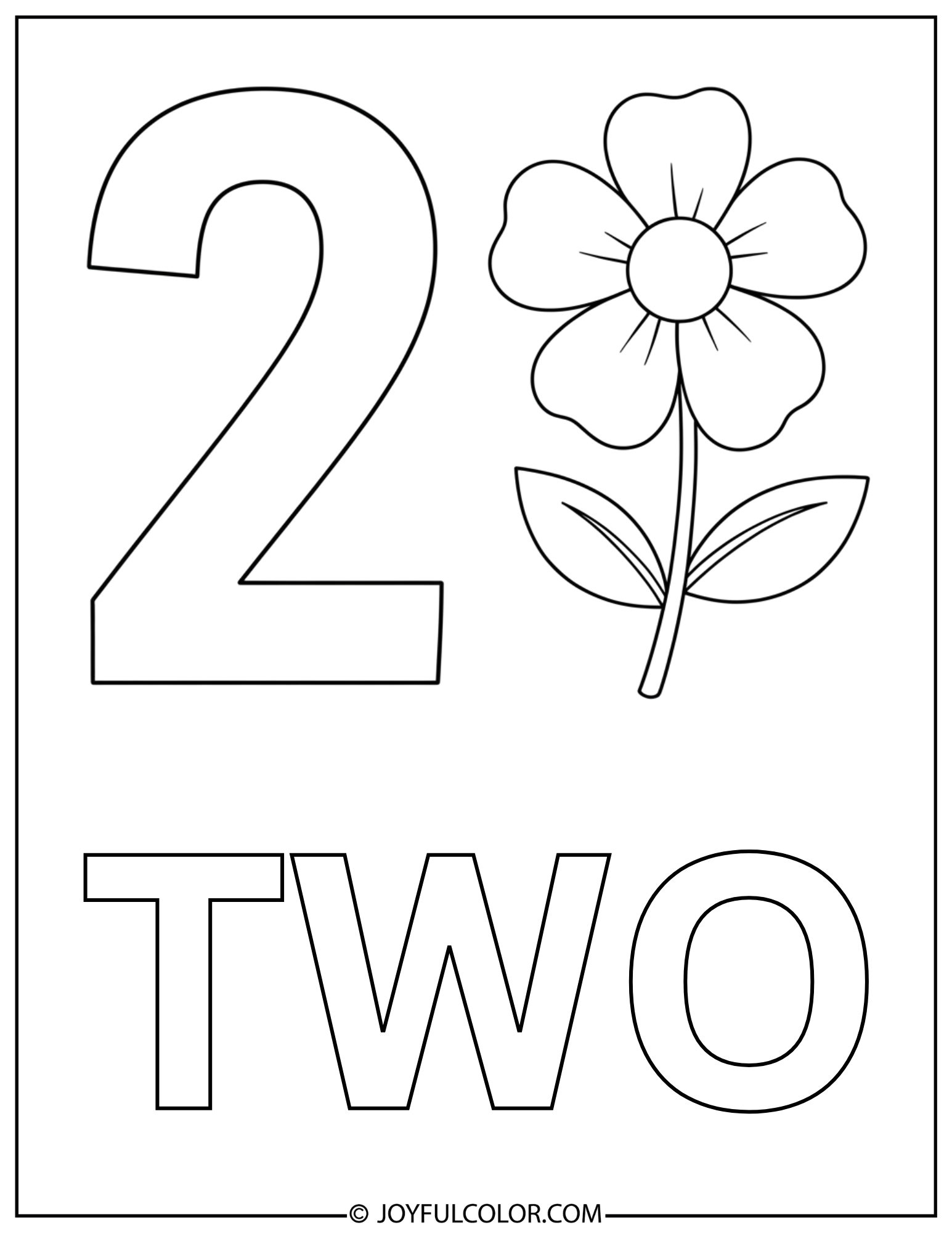 Flower Number 2 Coloring Page