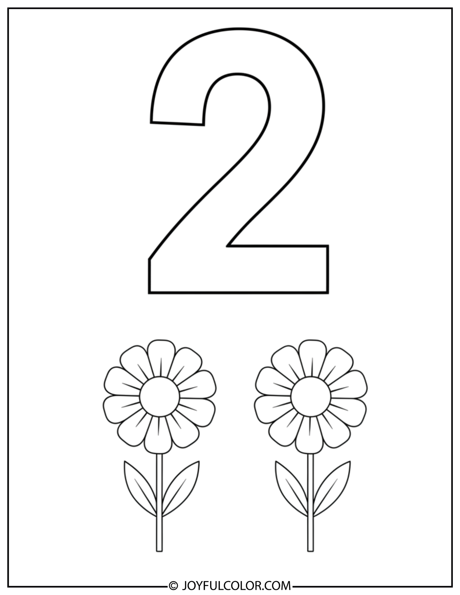 Flower Number 2 Coloring Page
