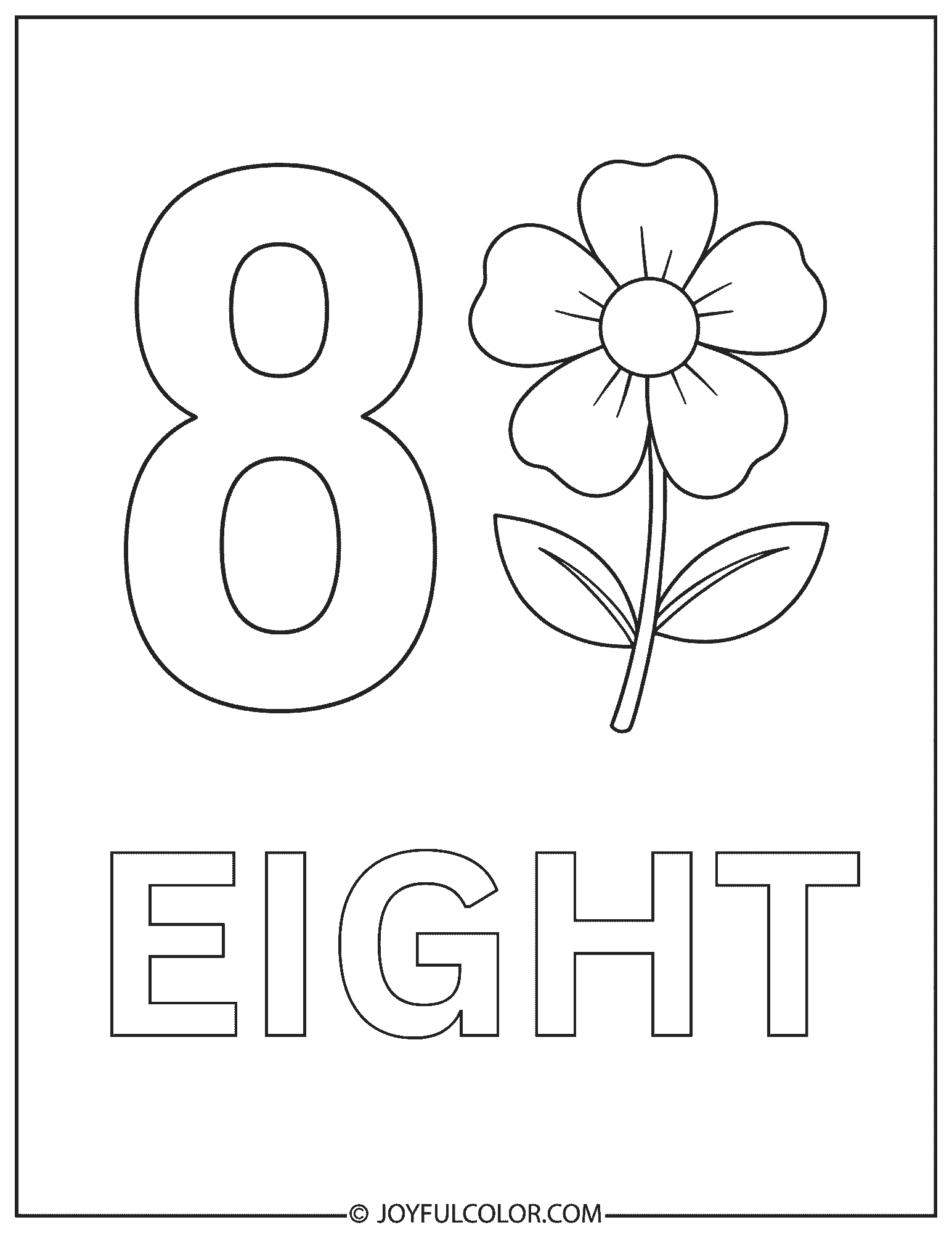 Flower Number 8 Coloring Page