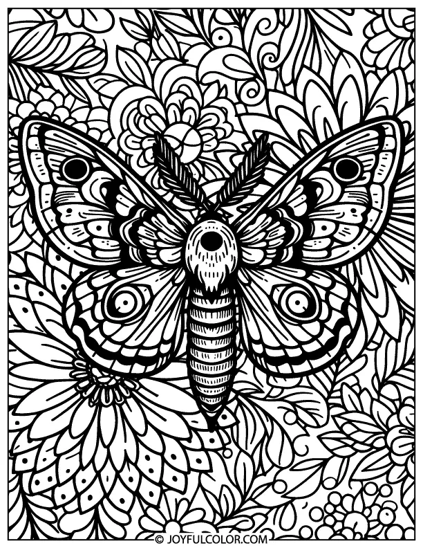 Flower Moth Coloring Page