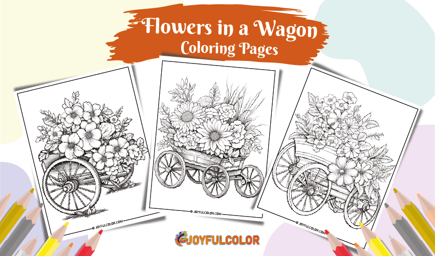 Flowers in a Wagon Coloring Pages