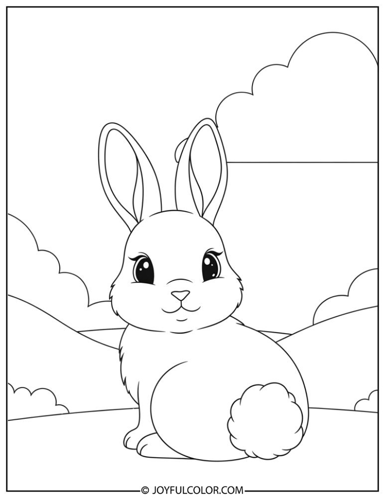 Fluffy Tail Bunny Coloring Page