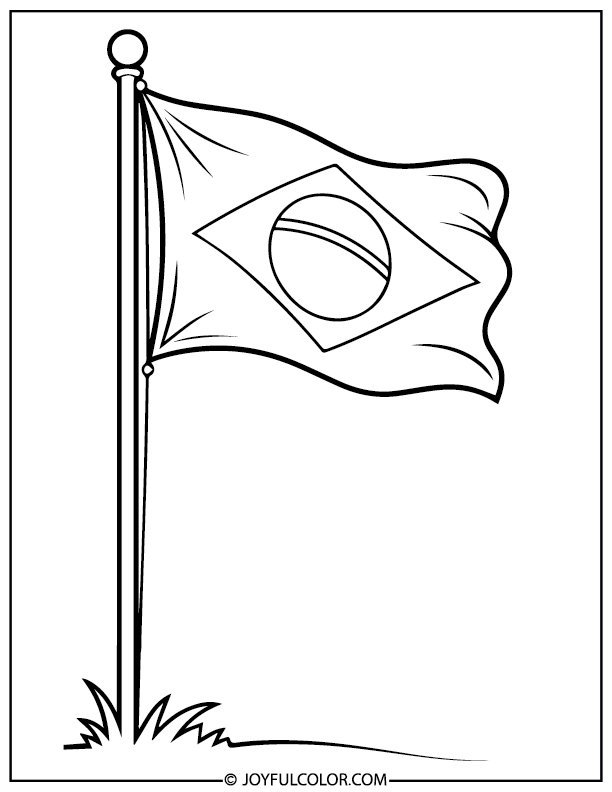 Flying Brazil Flag Coloring Page