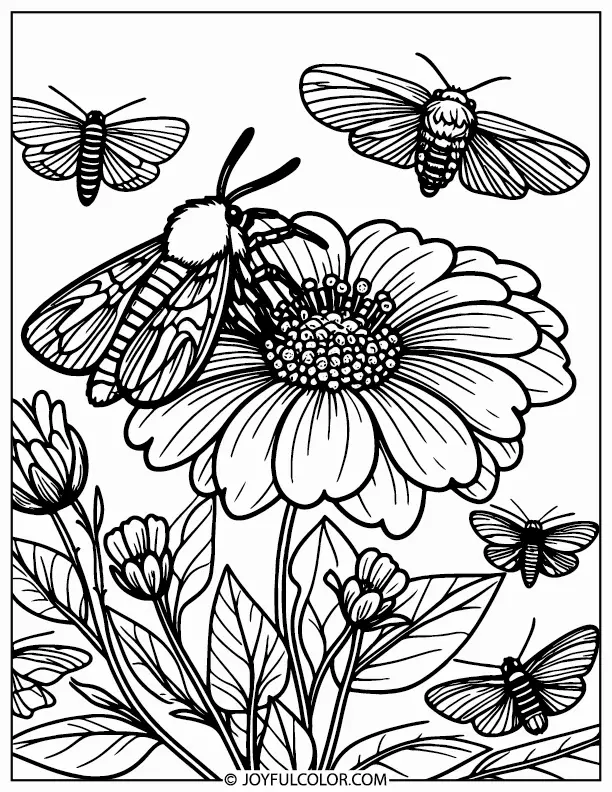 Flying Moth Coloring Page
