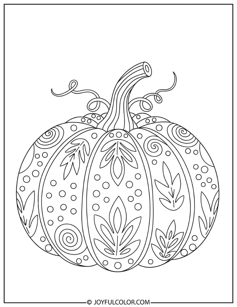 Folk Art Pumpkin Coloring Page
