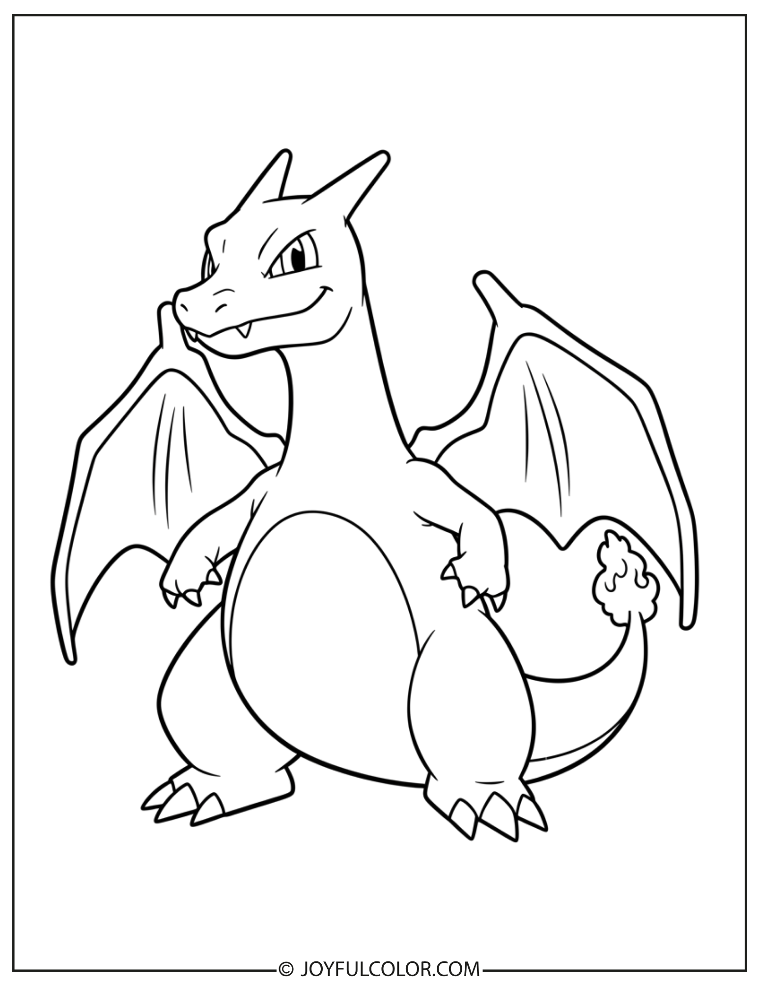 Friendly Smiling Charizard Coloring Page