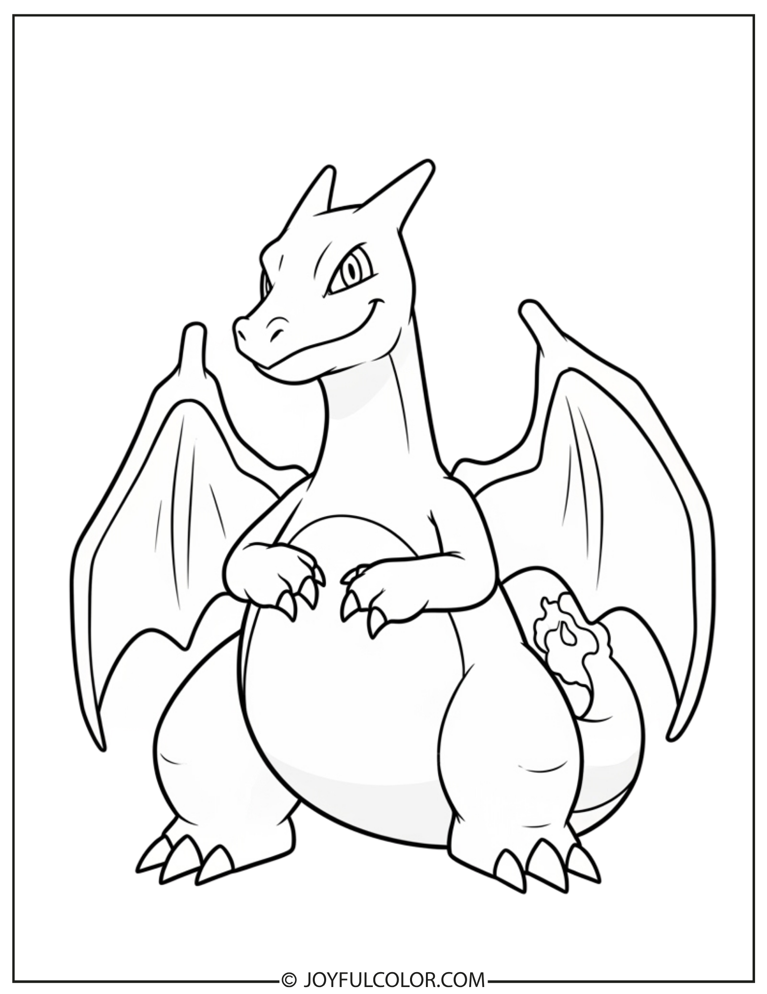 Friendly Smiling Charizard Coloring Page