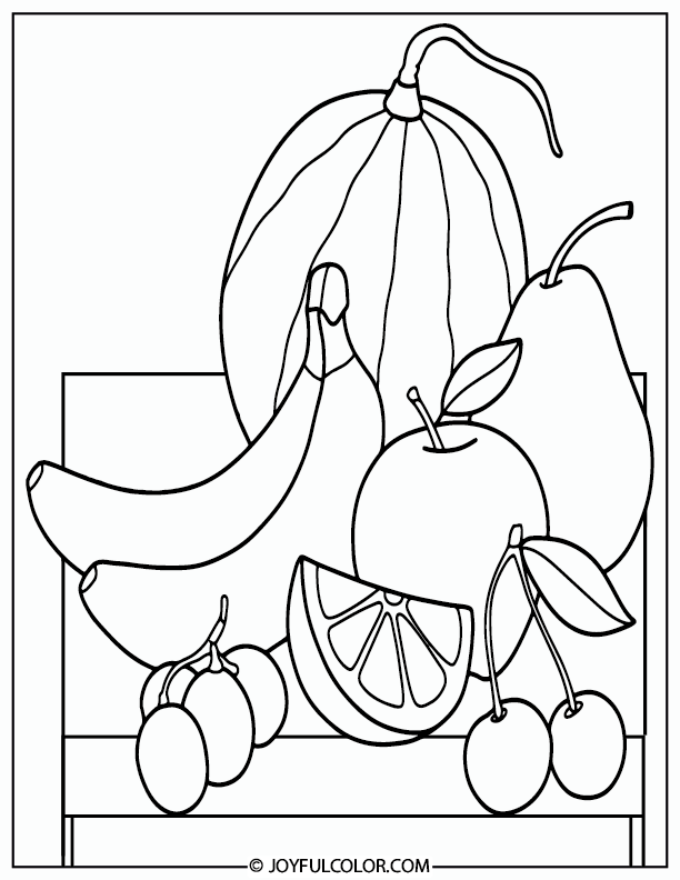 Fruits on the Table Coloring Page
