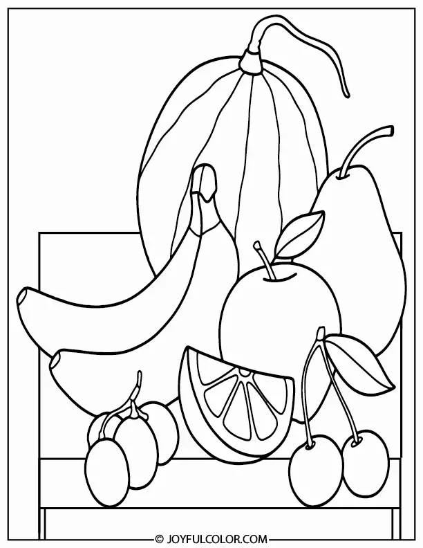 Fruits on the Table Coloring Page
