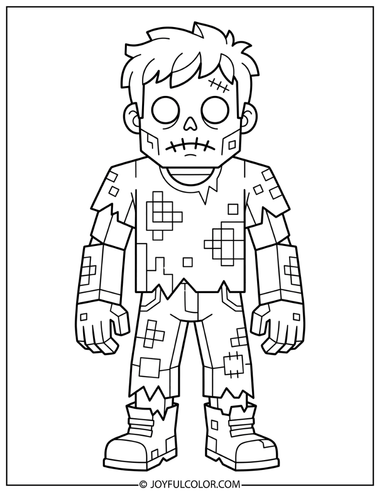 Full Body Zombie with Pixelated Texture