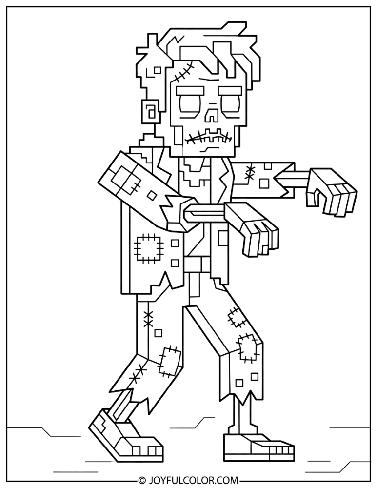 Geometric Pixel Art Zombie